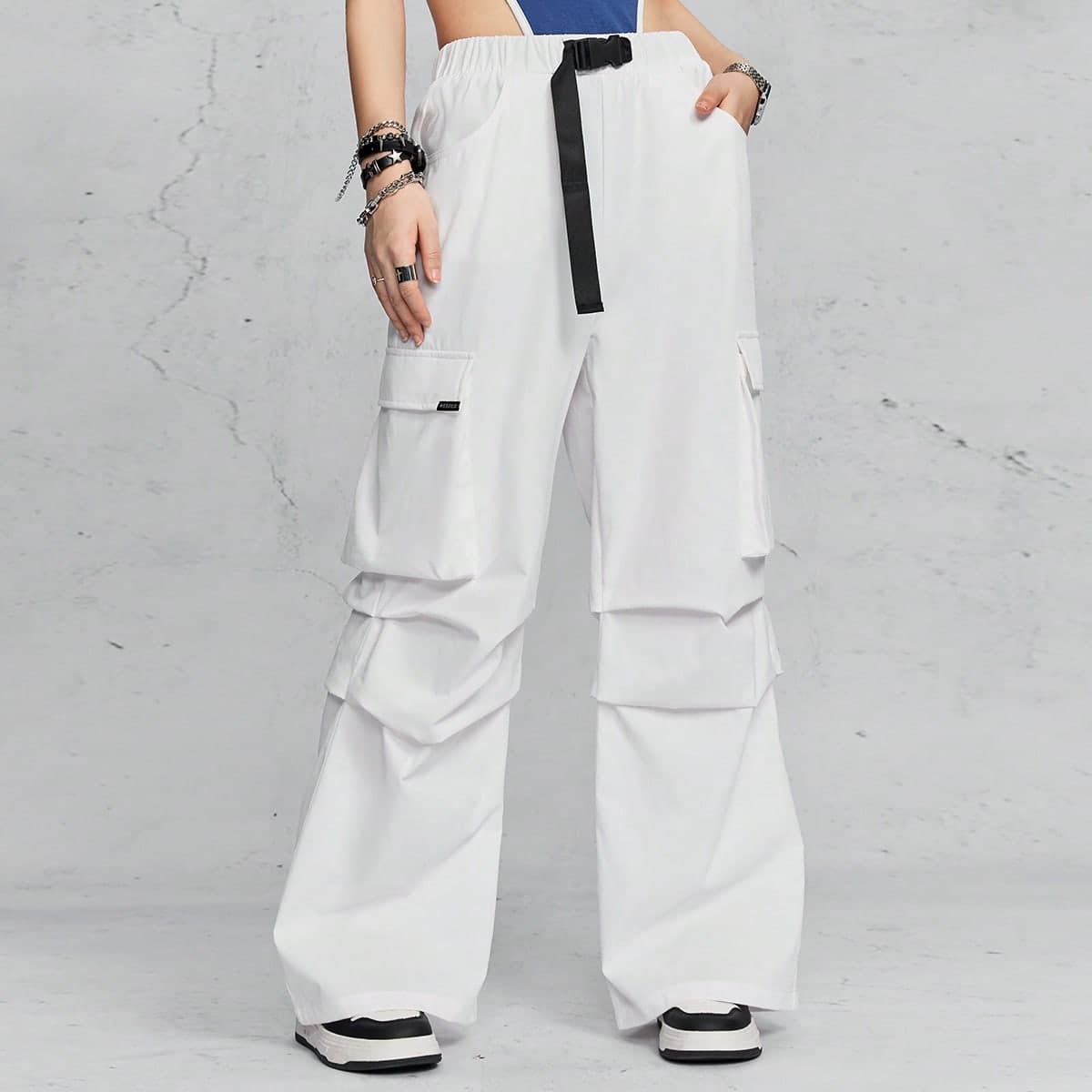 Pantalon rétro parachute style Vibe pour femme, évasé et tendance pour les activités extérieures